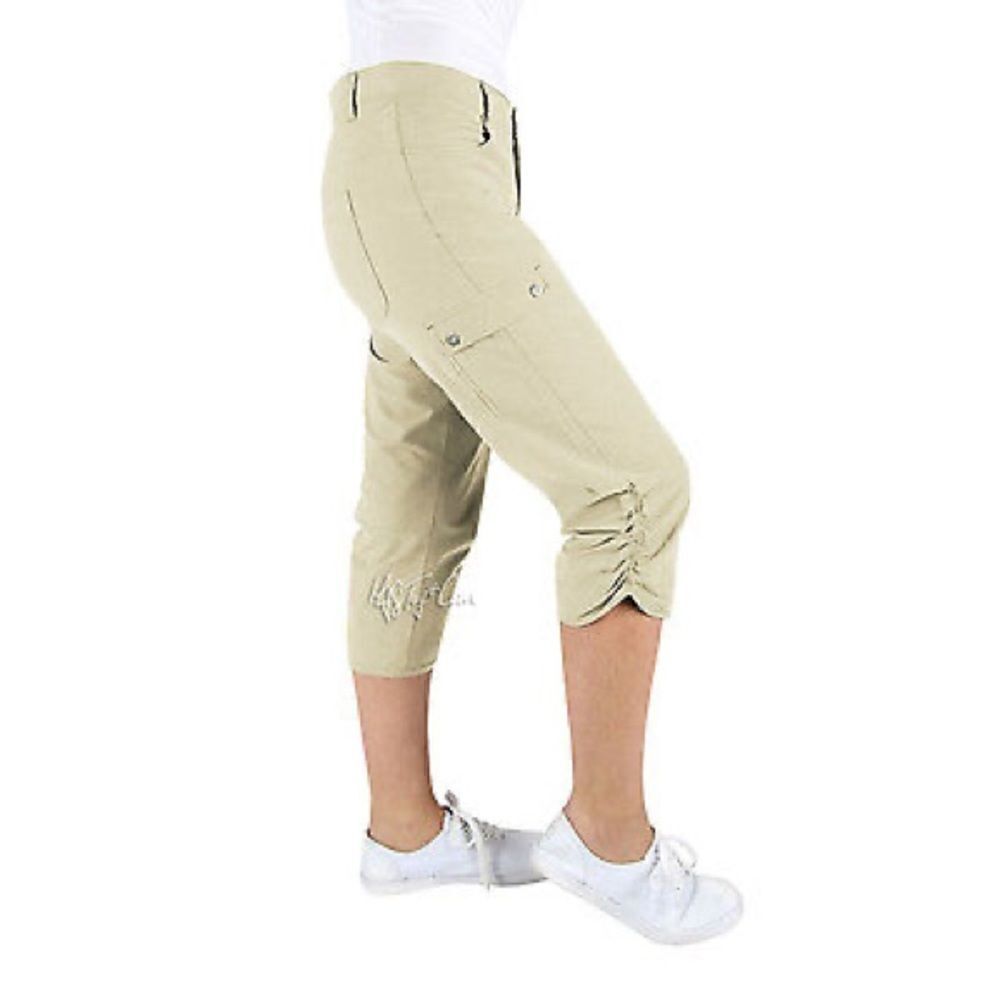 NWT Woolrich Hiking Cargo Ruched Capri Beige Women’s SZ 8